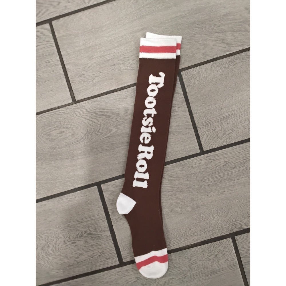 Tootsie Roll Women Knee High Socks Brown Candy Logo Retro Novelty Costume